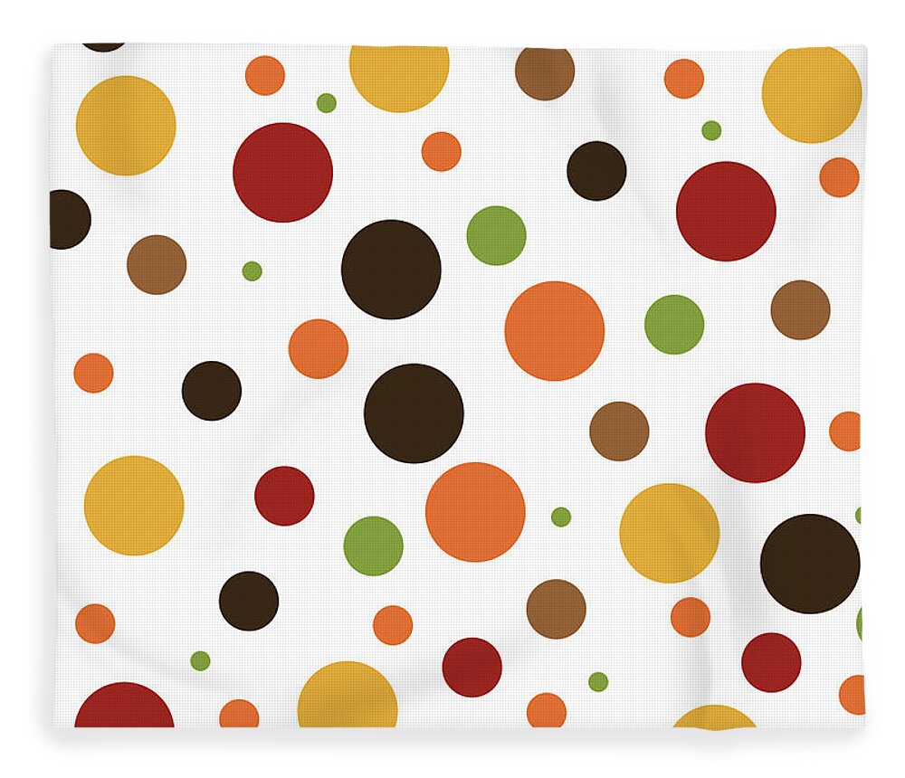 Thanksgiving Fleece Blanket featuring the digital art Thanksgiving Polka Dots by Amelia Pearn