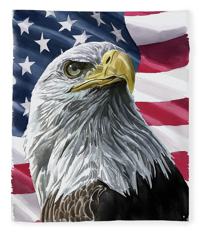 Watercolor Fleece Blanket featuring the painting The 4th of July by Shawn Conn