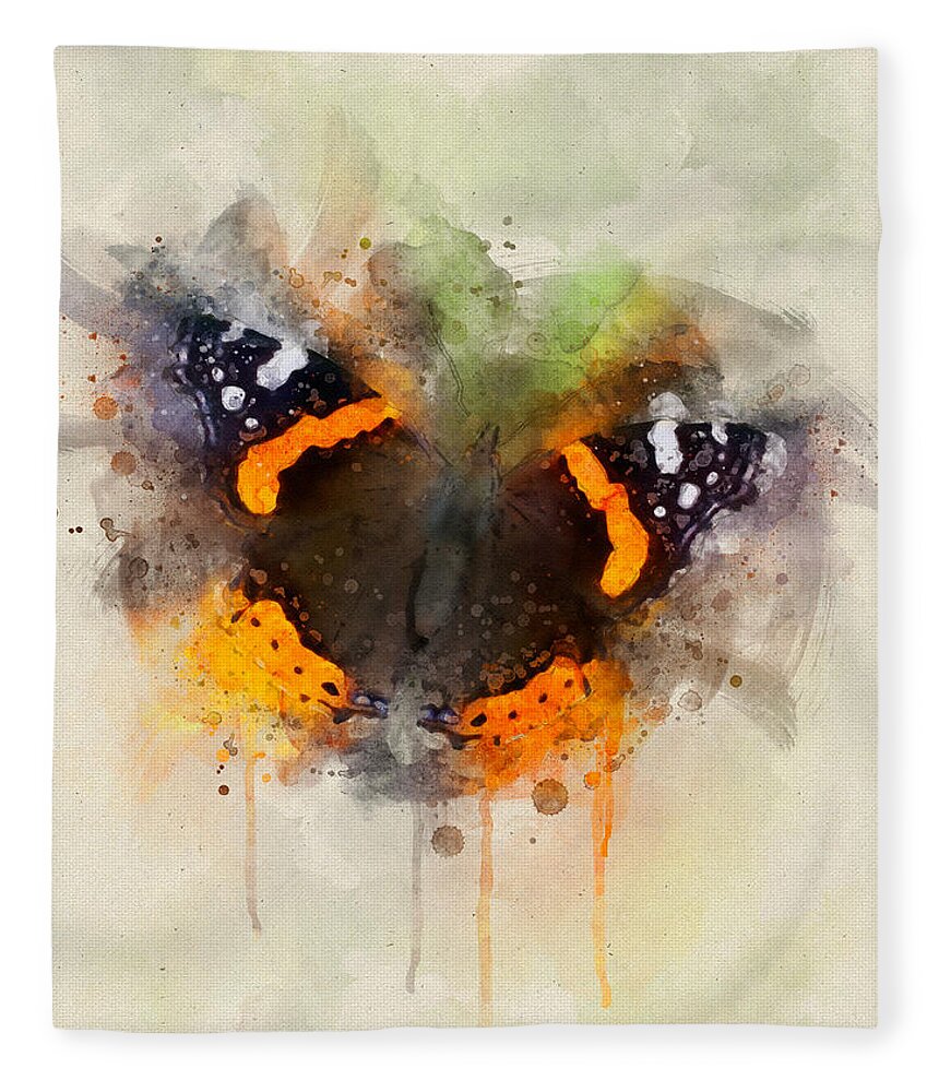 Butterfly Fleece Blanket featuring the digital art The Admiral by Geir Rosset