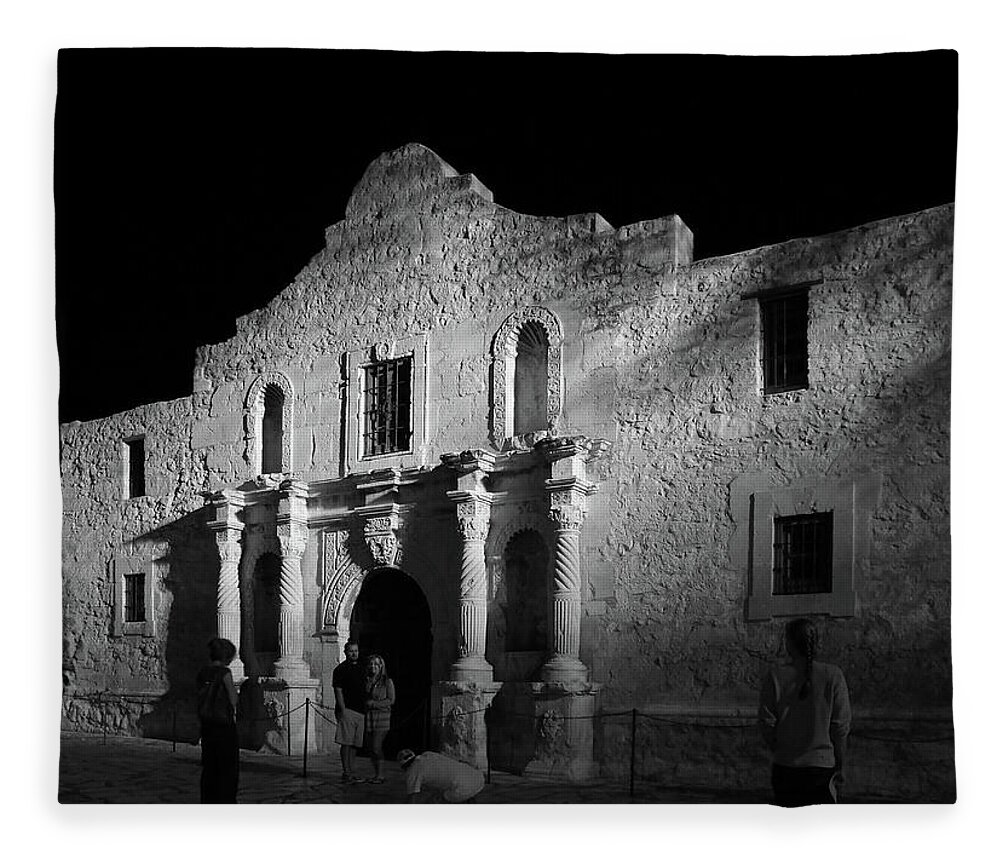 Alamo Fleece Blanket featuring the photograph The Alamo in B and W by Phil And Karen Rispin