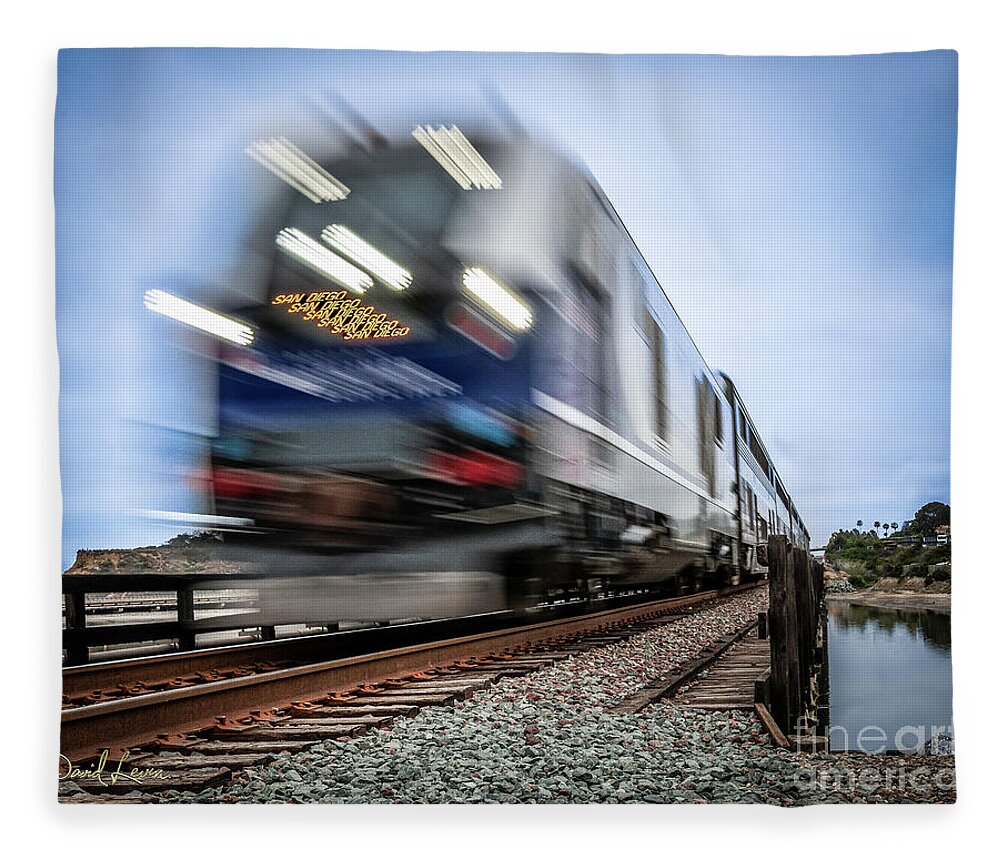 Amtrak Fleece Blanket featuring the photograph The Amtrak Pacific Surfliner is On Time by David Levin