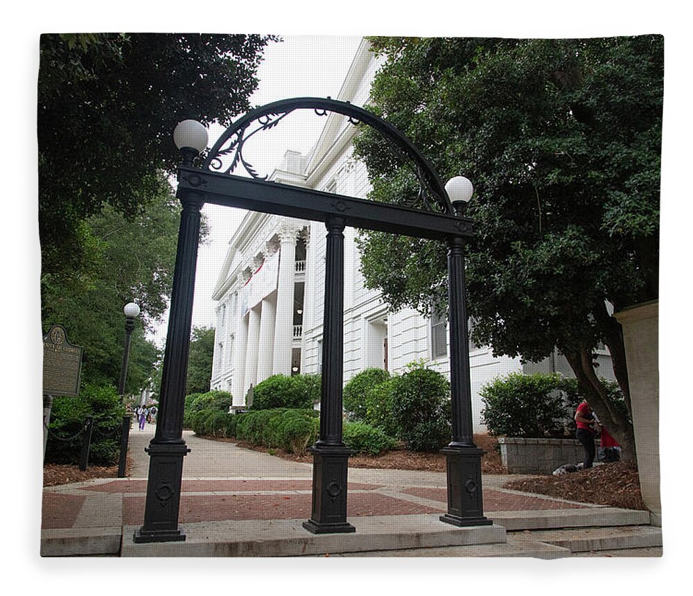 Athens Georgia Fleece Blanket featuring the photograph The Arch at the University of Georgia by Eldon McGraw