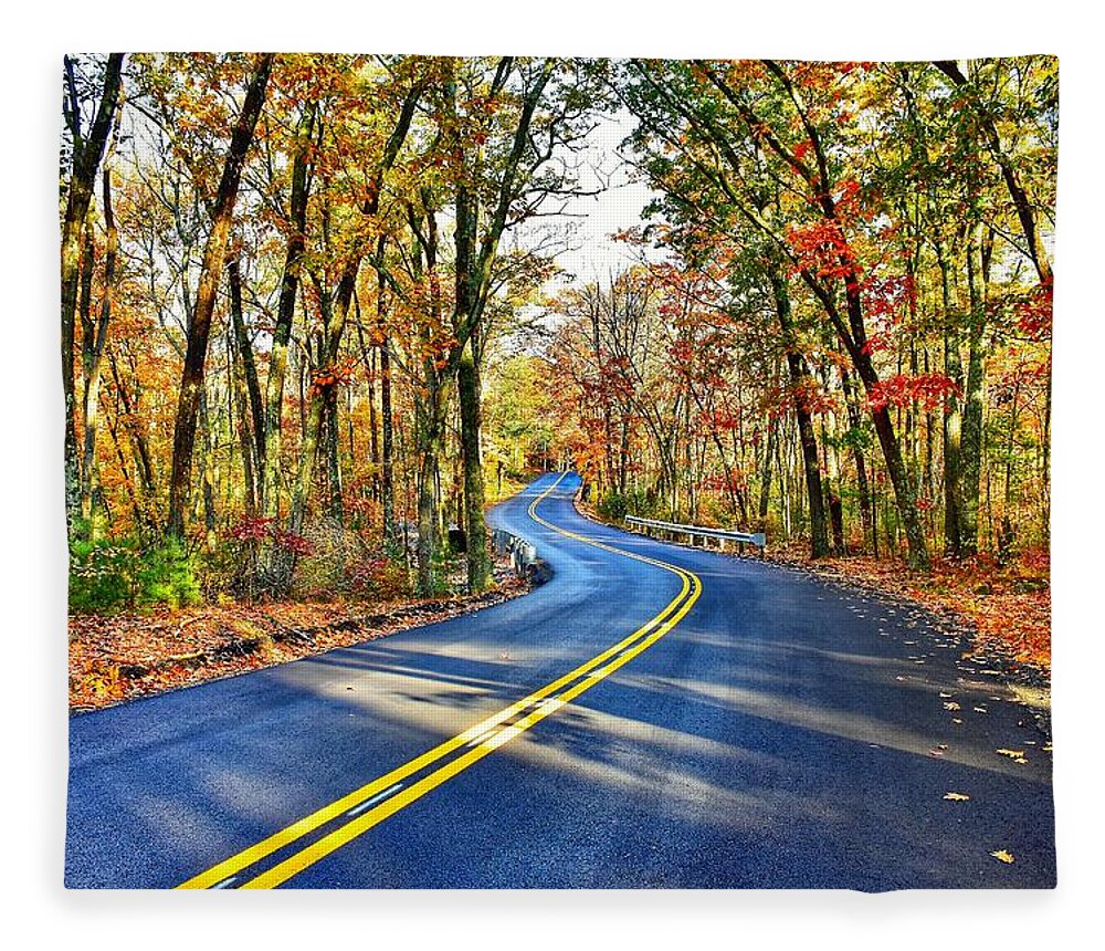 Road Fleece Blanket featuring the photograph The Back Roads in the Fall by Monika Salvan