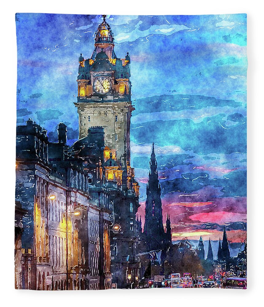 The Balmarol Fleece Blanket featuring the digital art The Balmarol Edinburgh Scotland by SnapHappy Photos
