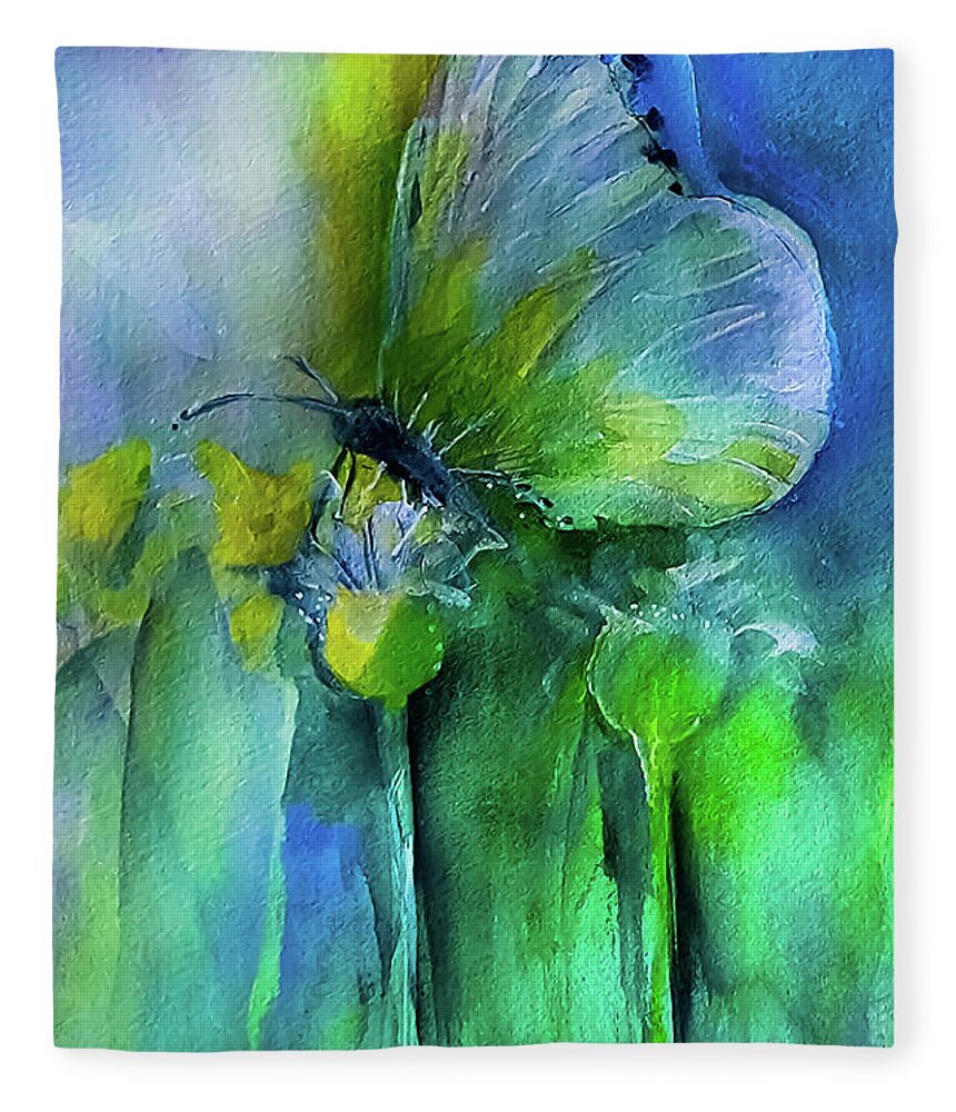 Butterfly Fleece Blanket featuring the painting The Beautiful Life Of A Bug by Lisa Kaiser