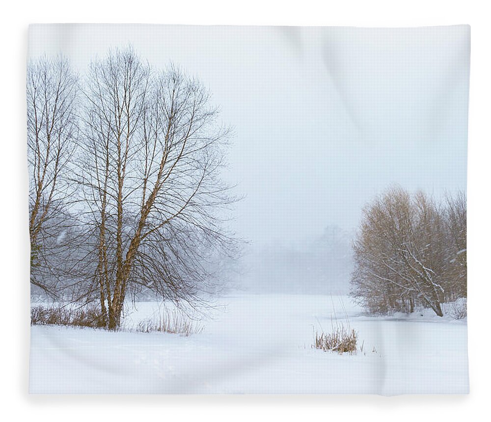 Blizzard Fleece Blanket featuring the photograph The Beginning of a Winter Adventure by Auden Johnson