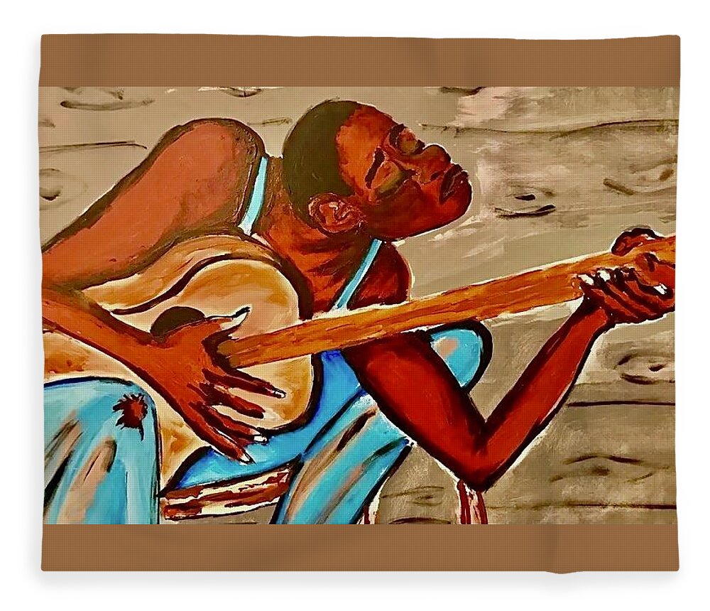  Fleece Blanket featuring the painting The Blues by Angie ONeal