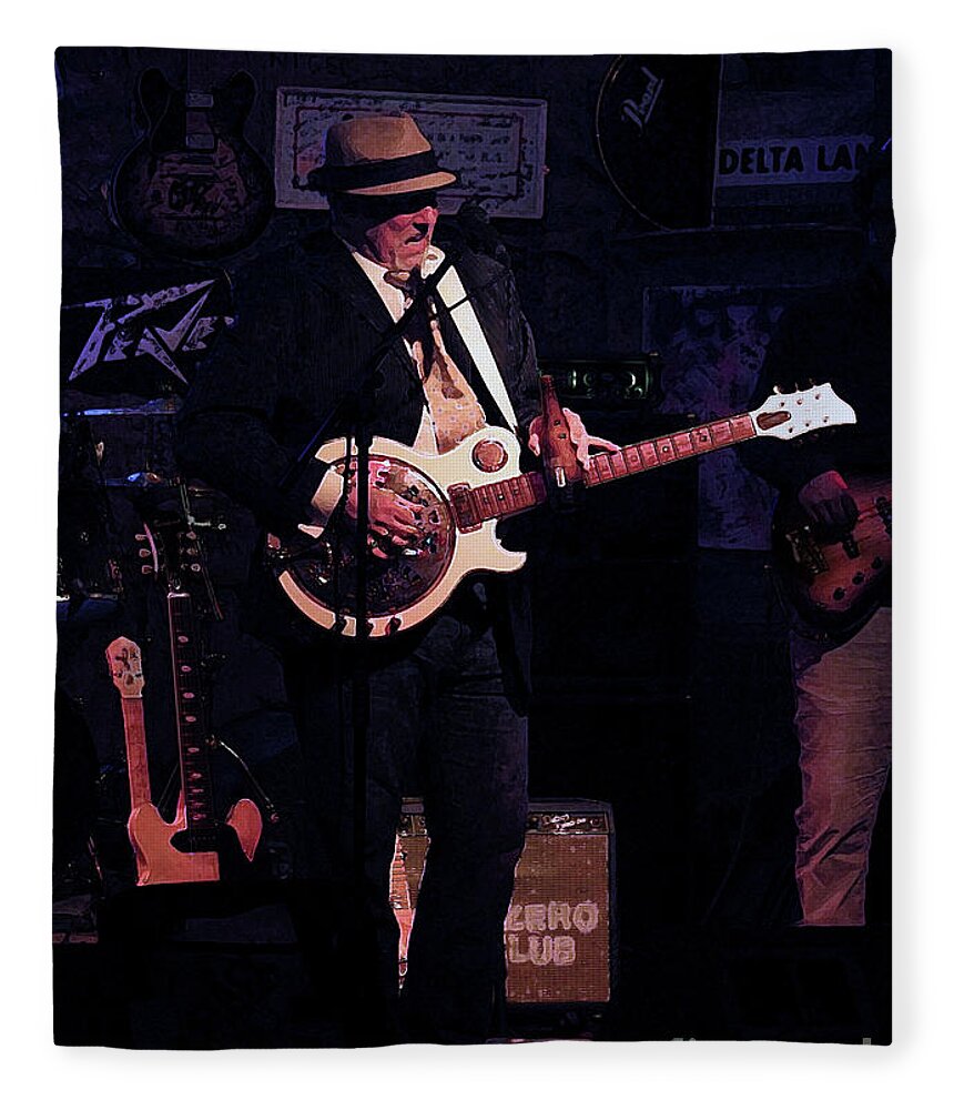 Musician Fleece Blanket featuring the photograph The Bluesman by Neala McCarten