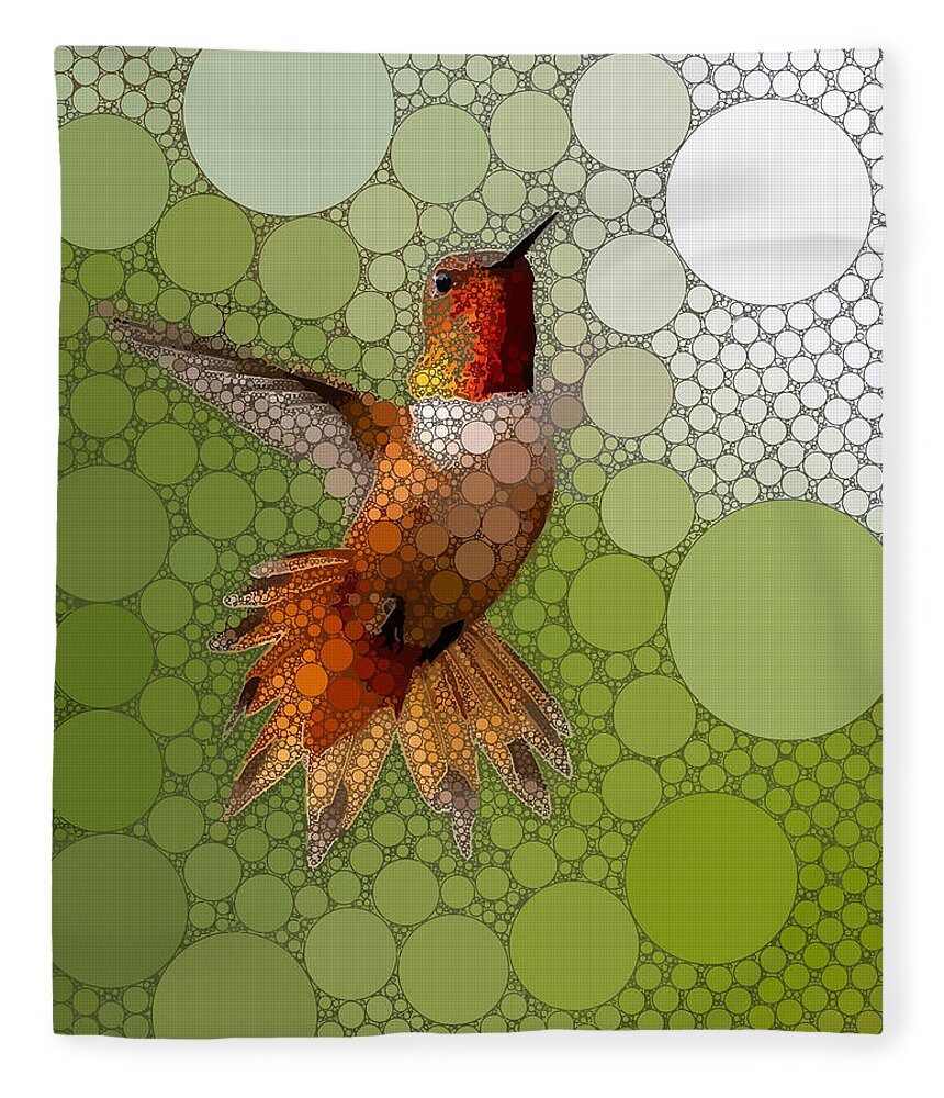 Green Fleece Blanket featuring the digital art The Bold Hummingbird by Dahl Winters