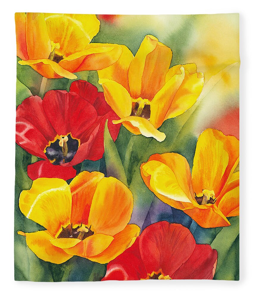 Flower Fleece Blanket featuring the painting The Breath of Spring by Espero Art