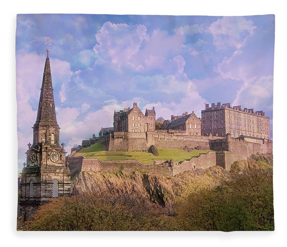 Castle Of Edinburgh Fleece Blanket featuring the digital art The Castle of Edinburgh by SnapHappy Photos