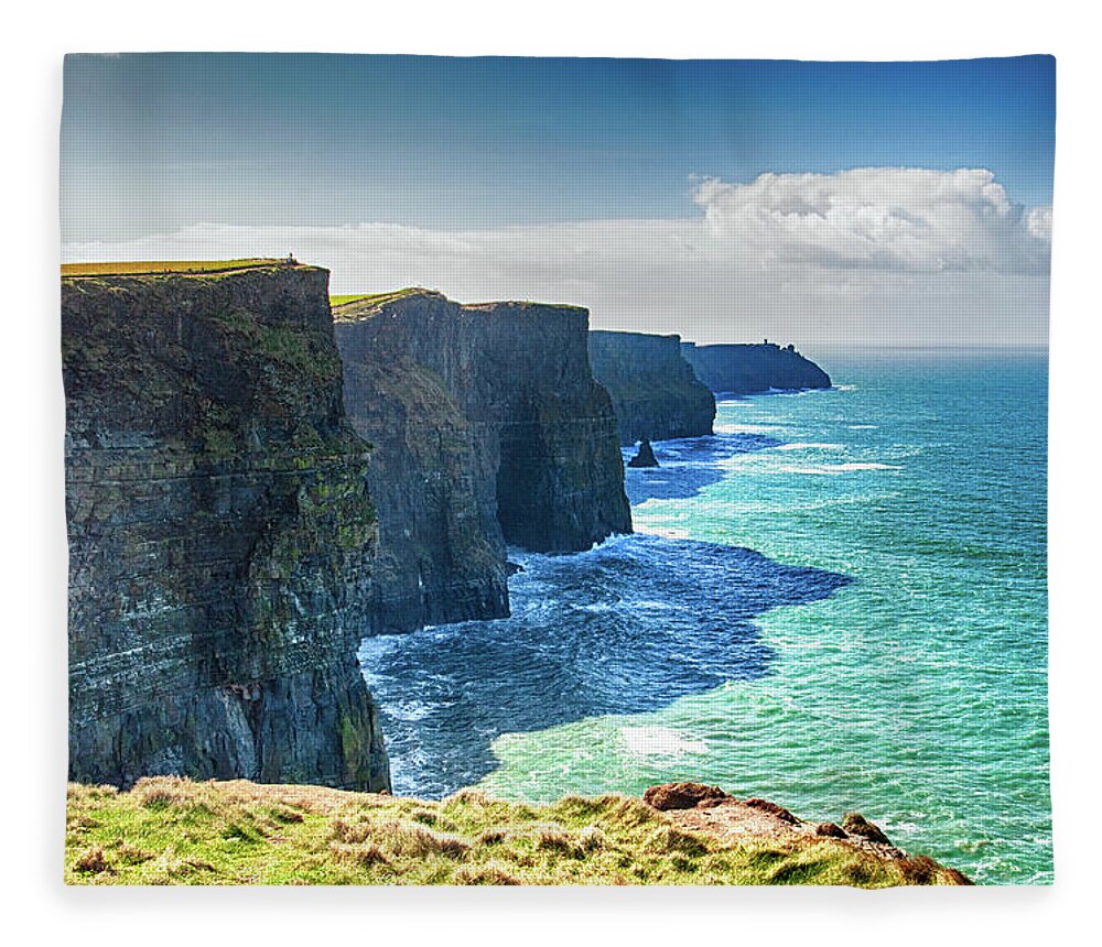Eire Fleece Blanket featuring the photograph The Cliffs of Moher 3 - County Clare - Ireland by Bruce Friedman