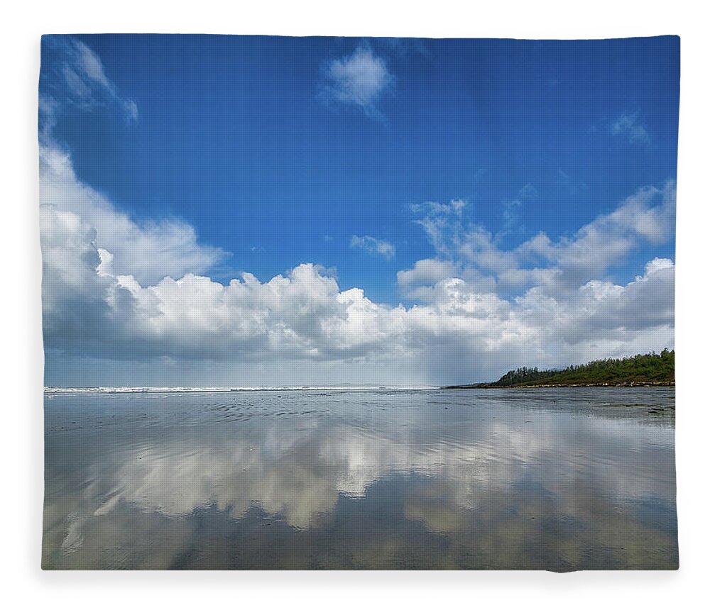 Tofino Fleece Blanket featuring the photograph The Clouds and the Tide by Allan Van Gasbeck