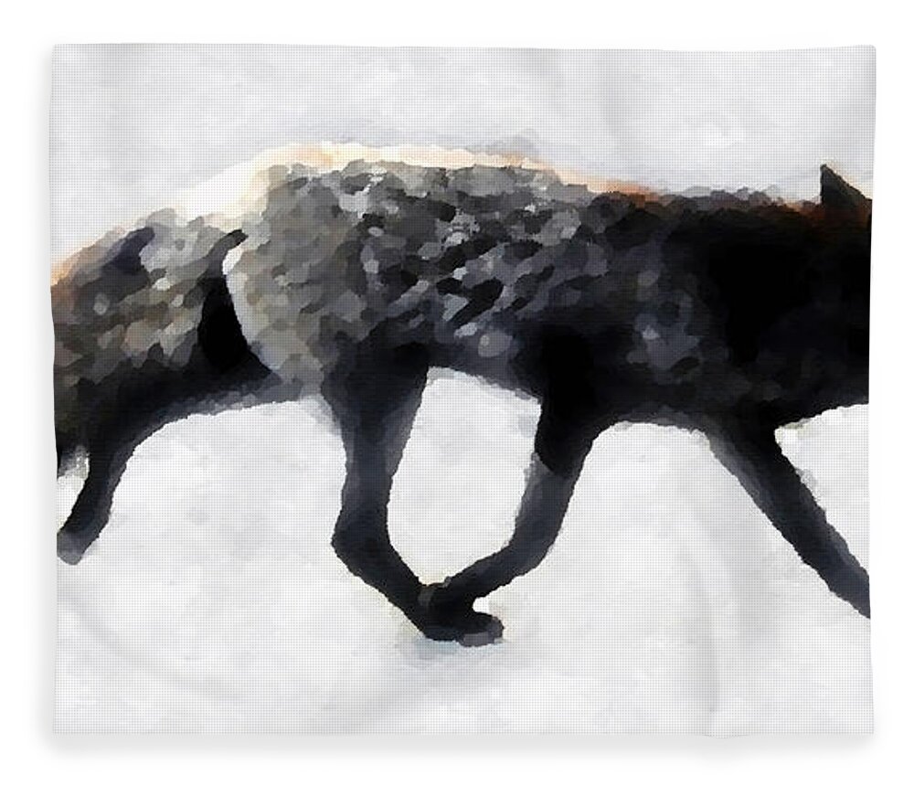 The Coyote Fleece Blanket featuring the painting The Coyote by David Lee Thompson