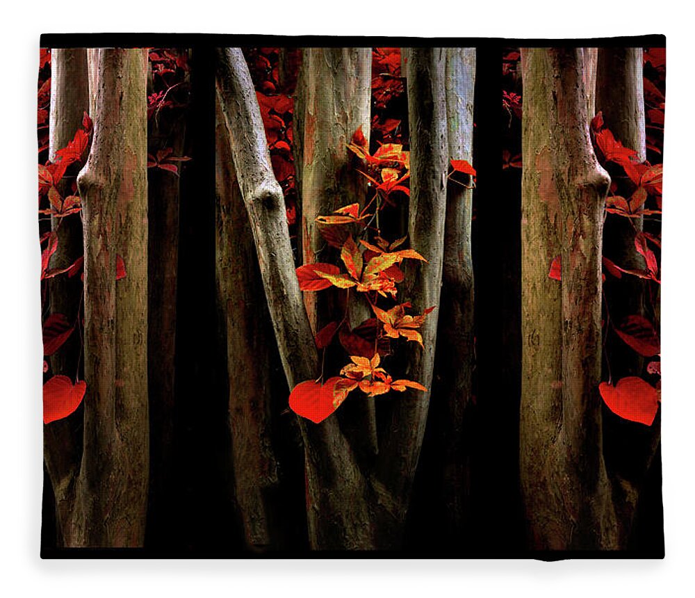 Autumn Fleece Blanket featuring the photograph The Crimson Forest by Jessica Jenney