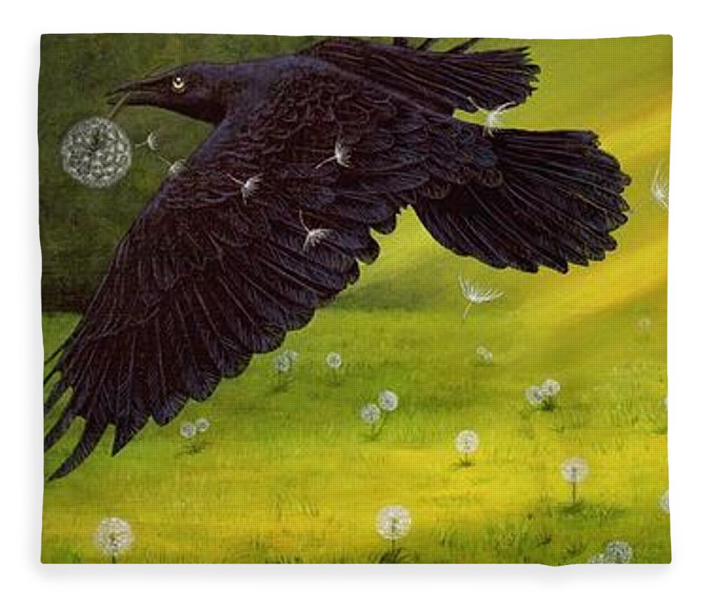 Kim Mcclinton Fleece Blanket featuring the painting The Dandelion Thief by Kim McClinton