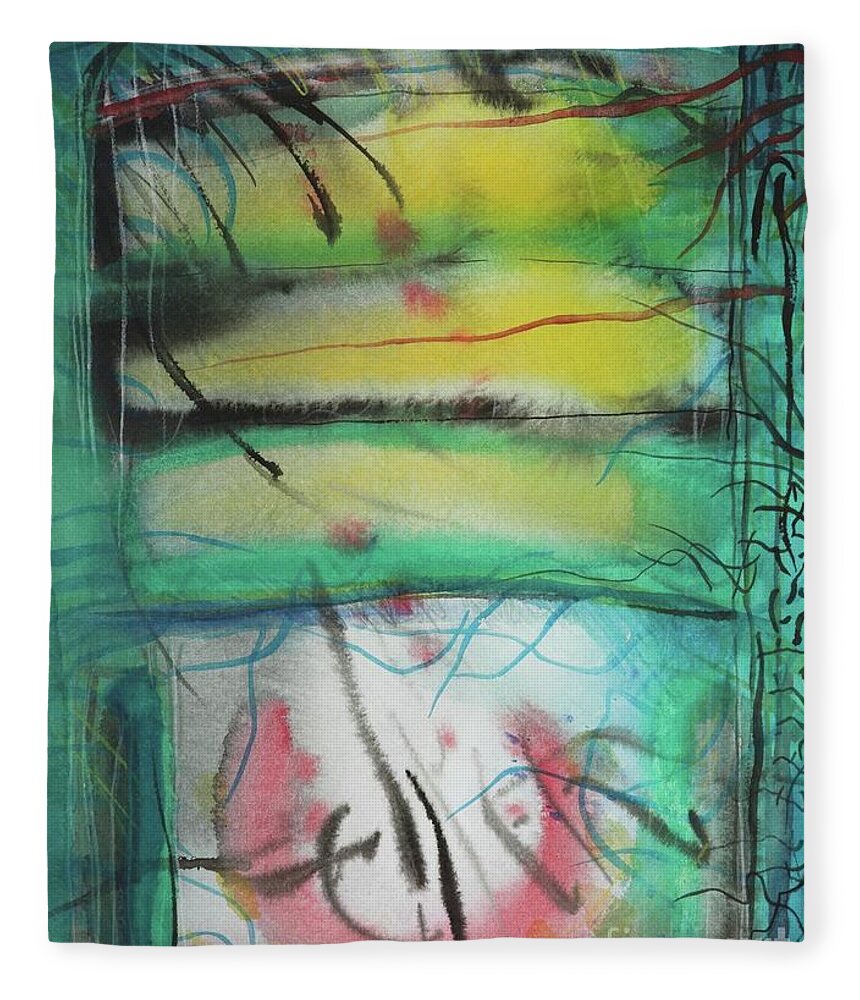 #thedreamingreen #dream #green #watercolor #watercolorpainting #abstract #abstractart #glenneff #picturerockstudio #thesoundpoetsmusic Fleece Blanket featuring the painting The Dream in Green by Glen Neff