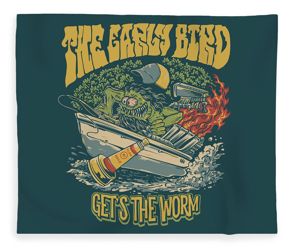 Fishing Fleece Blanket featuring the digital art The Early Bird by Kevin Putman