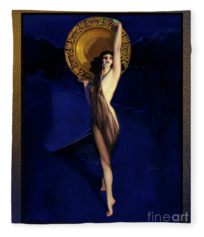 The Enchantress Art Deco Pin-up by Rolf Armstrong Vintage Pin-Up Girl Art Fleece Blanket by Xzendor7