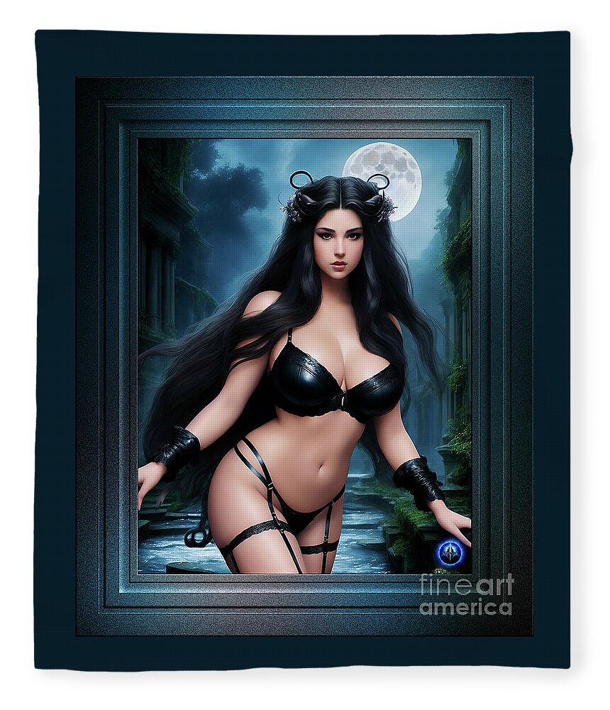 Fairy Goddess Of The Ancient Ruins Of Antinaeous Fleece Blanket featuring the painting The Fairy Goddess Of The Ancient Ruins Of Antinaeous AI Concept Art by Xzendor7 by Xzendor7