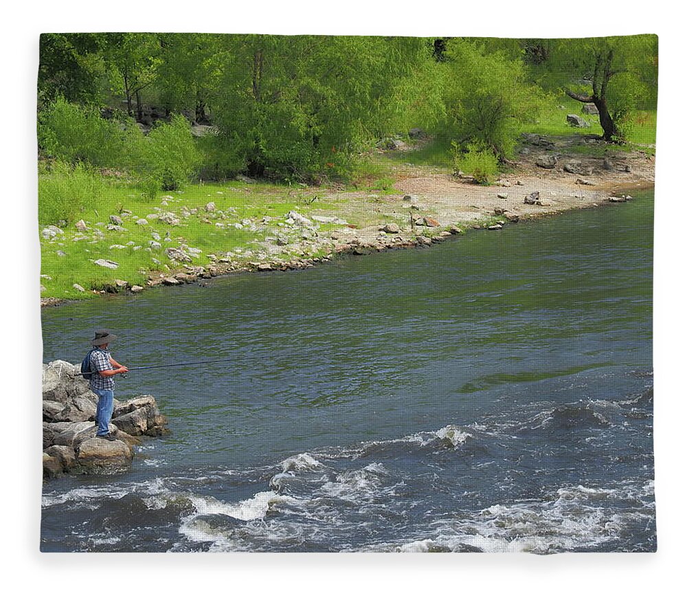 Water Fleece Blanket featuring the photograph The Fisher by C Winslow Shafer