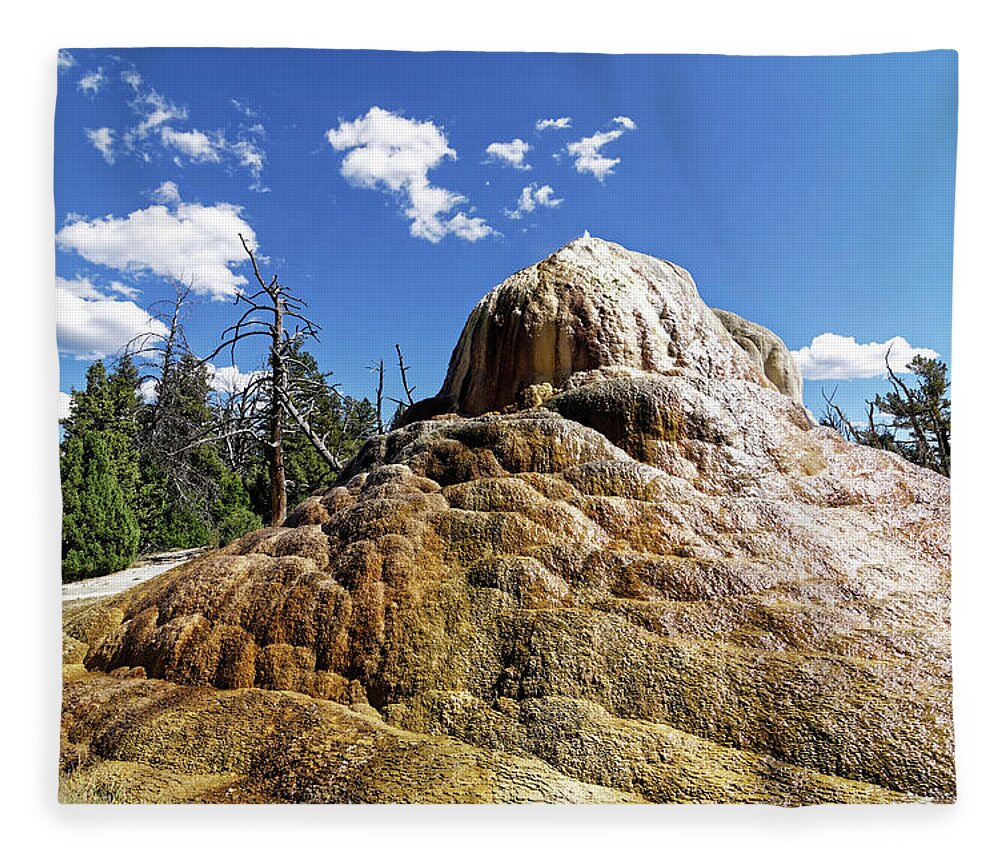 The Fountain Fleece Blanket featuring the photograph The Fountain -- Orange Spring Mound in Yellowstone National Park, Wyoming by Darin Volpe