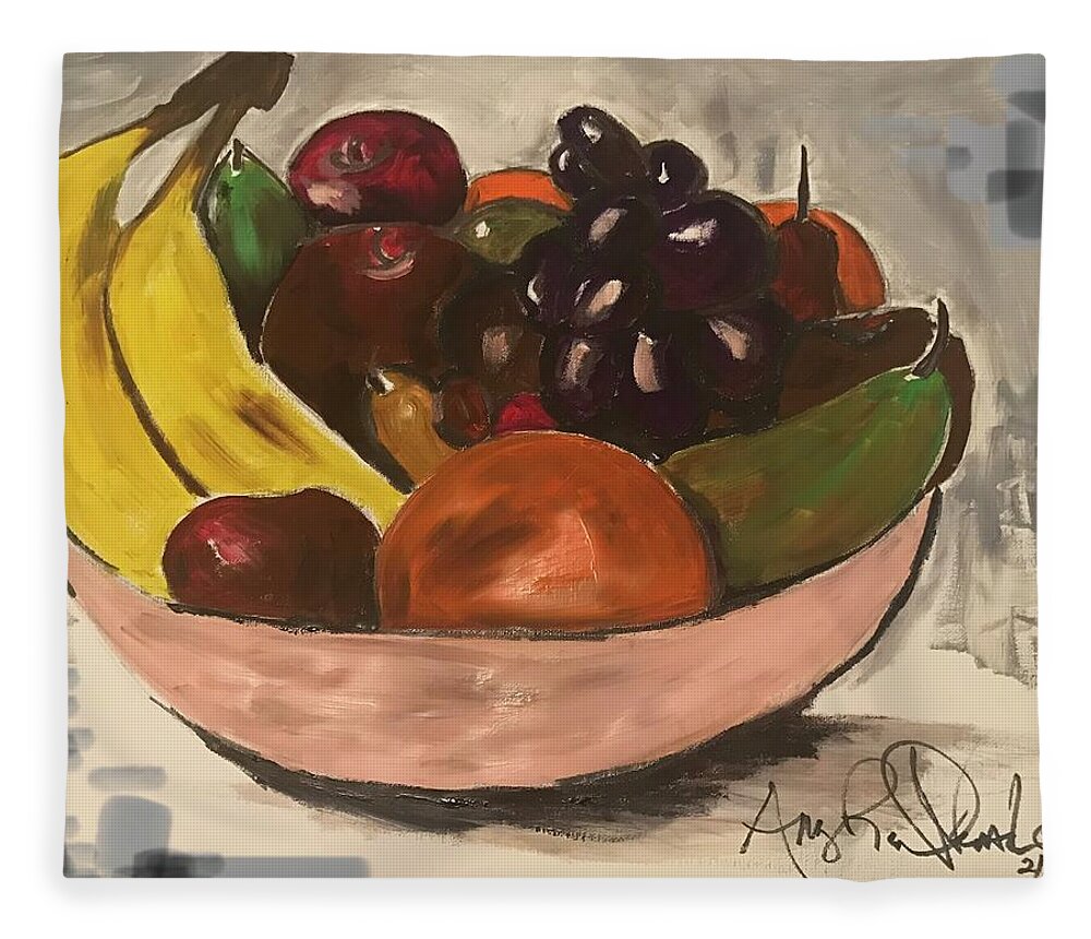 Fleece Blanket featuring the painting The Fruit by Angie ONeal