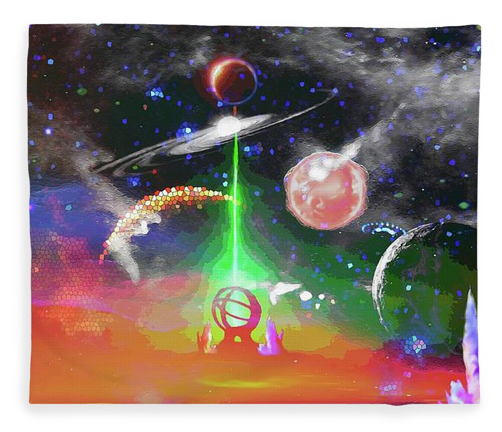  Fleece Blanket featuring the digital art The Future of Space Exploration by Don White Artdreamer