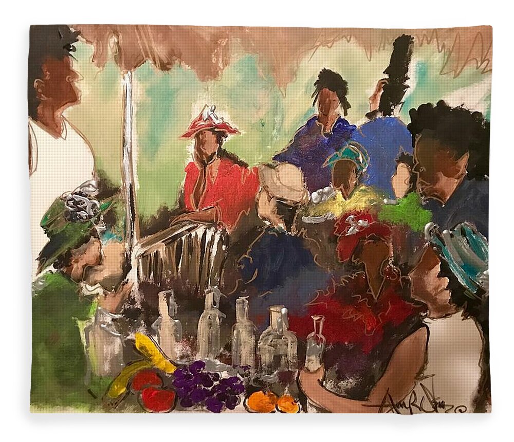  Fleece Blanket featuring the painting The Gathering by Angie ONeal