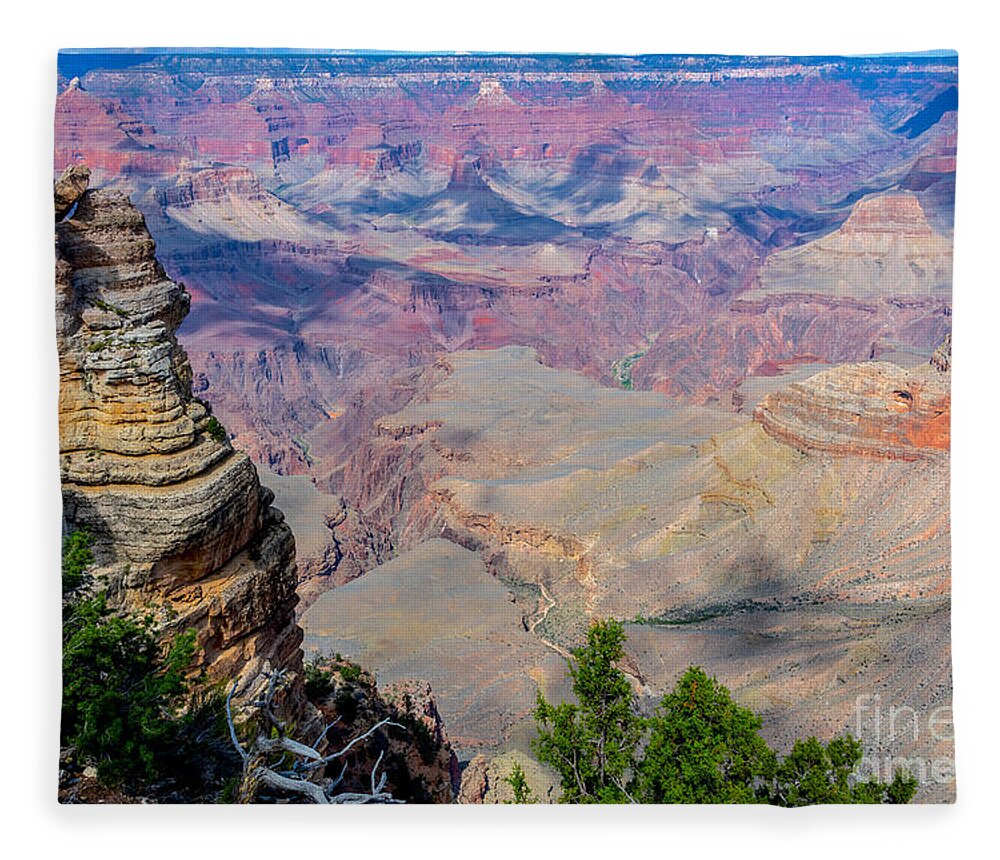 The Grand Canyon South Rim Fleece Blanket featuring the digital art The Grand Canyon South Rim by Tammy Keyes