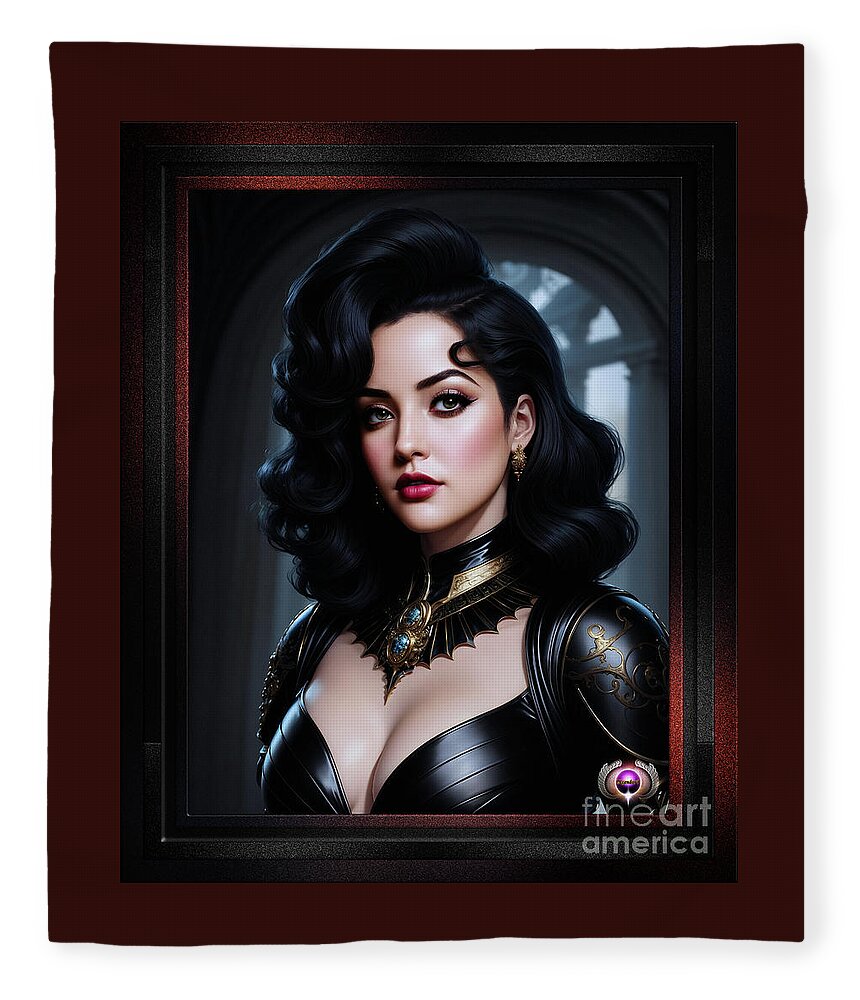 Ai Art Fleece Blanket featuring the painting The Havenshaw, Lady Oosternic Captivating AI Concept Art Portrait by Xzendor7 by Xzendor7