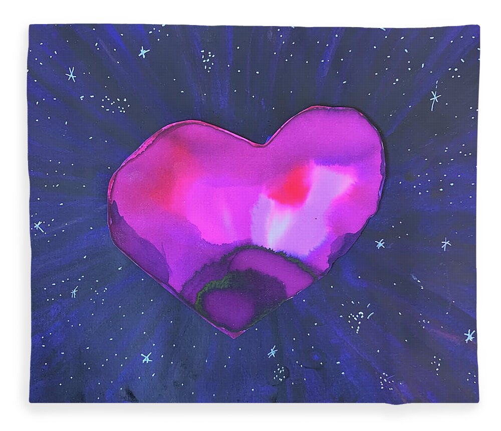 Vibrant Fleece Blanket featuring the painting The Heart of the Universe by Sandy Rakowitz