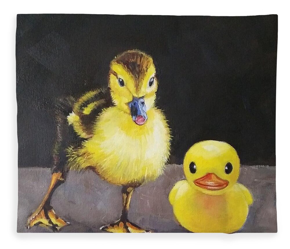 Duck Fleece Blanket featuring the painting The Imposter by Jean Cormier