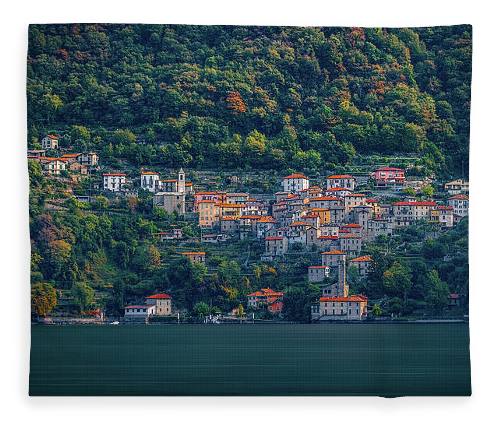 Bellagio Fleece Blanket featuring the photograph The Italian Village by David Downs