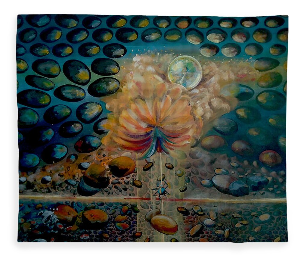 Pop-surrealism Fleece Blanket featuring the painting The Itsy Bitsy Spider by Mindy Huntress