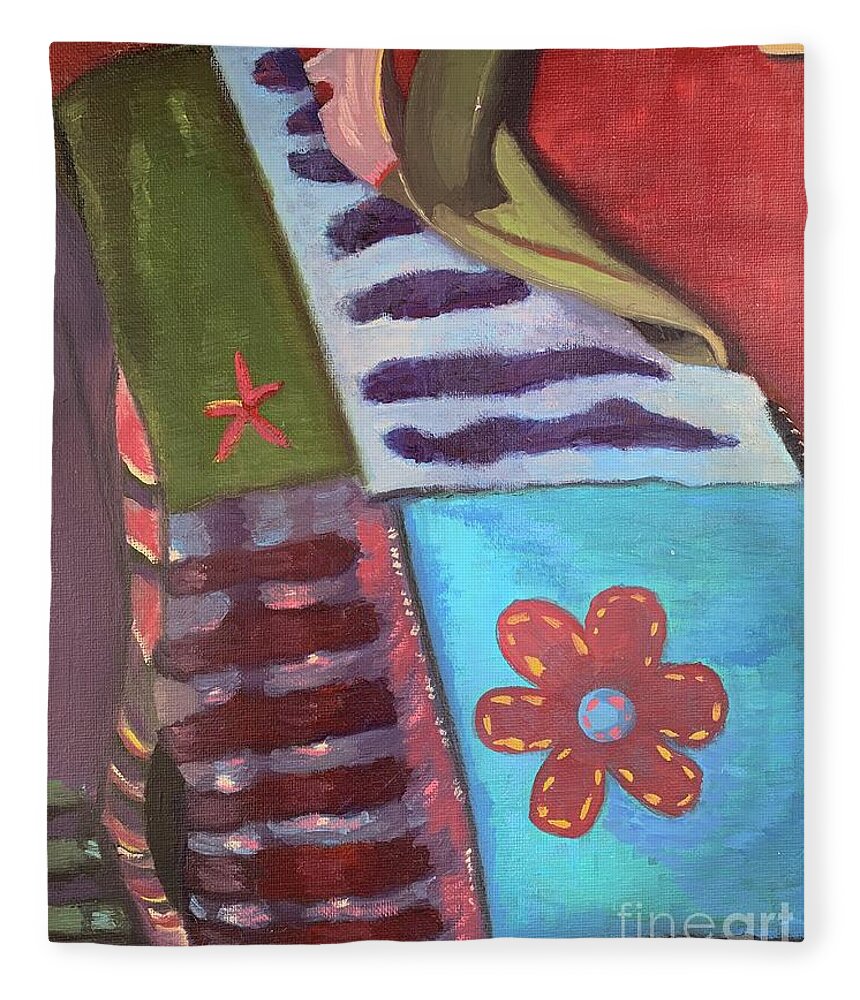 Jacket Fleece Blanket featuring the painting The Jacket by Jennefer Chaudhry