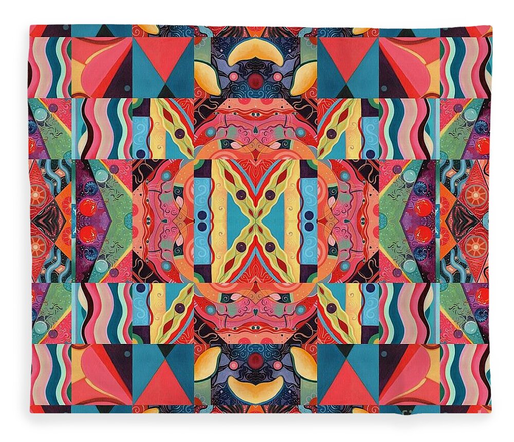 The Joy Of Design Mandala Series Puzzle 8 Arrangement 7 By Helena Tiainen Fleece Blanket featuring the painting The Joy of Design Mandala Series Puzzle 8 Arrangement 7 by Helena Tiainen