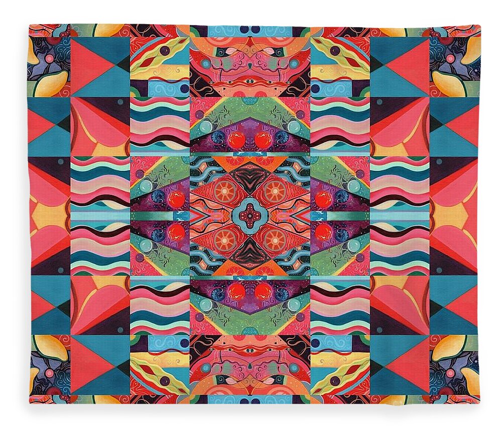 The Joy Of Design Mandala Series Puzzle 8 Arrangement 8 By Helena Tiainen Fleece Blanket featuring the painting The Joy of Design Mandala Series Puzzle 8 Arrangement 8 by Helena Tiainen
