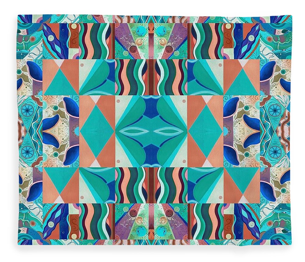The Joy Of Design Mandala Series Puzzle 8 Arrangement 9 Inverted By Helena Tiainen Fleece Blanket featuring the painting The Joy of Design Mandala Series Puzzle 8 Arrangement 9 Inverted by Helena Tiainen