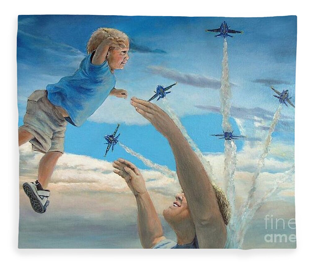 Play Fleece Blanket featuring the painting The Joy of Flight by Merana Cadorette