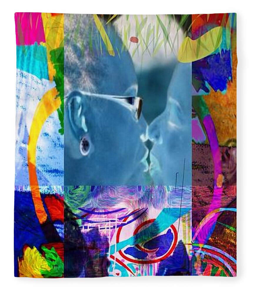 Color Fleece Blanket featuring the digital art The Kiss by Joe Roache