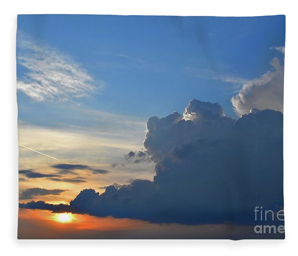 Nature Fleece Blanket featuring the photograph The Kiss of Sunset and Clouds by Leonida Arte