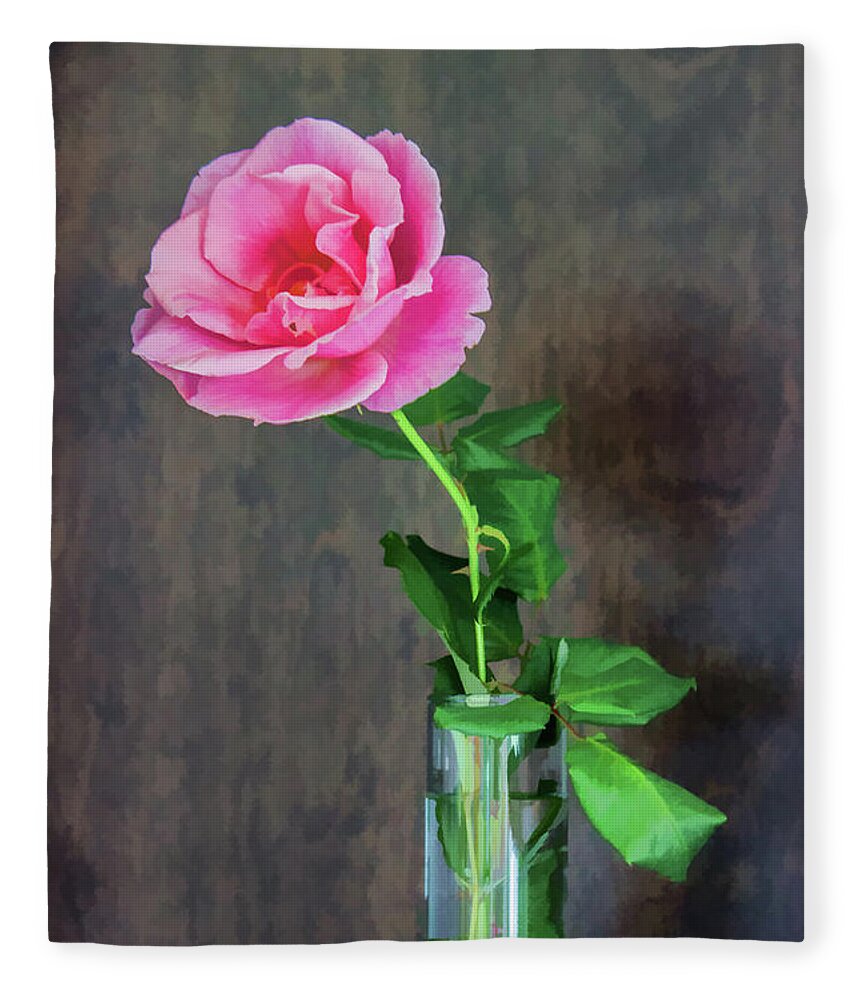 Rose Fleece Blanket featuring the photograph The Last One Rose by Roberta Byram