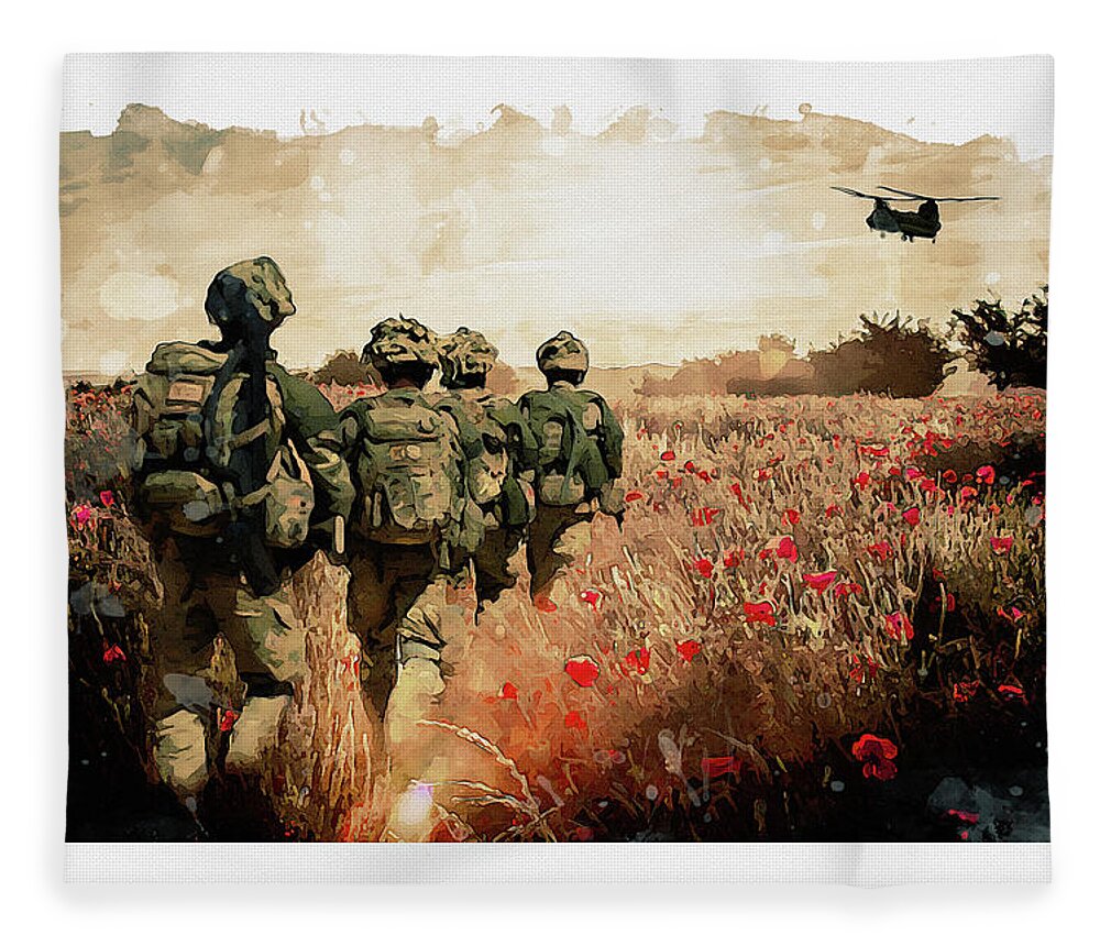Soldiers And Poppies Fleece Blanket featuring the digital art The Last Ride by Airpower Art