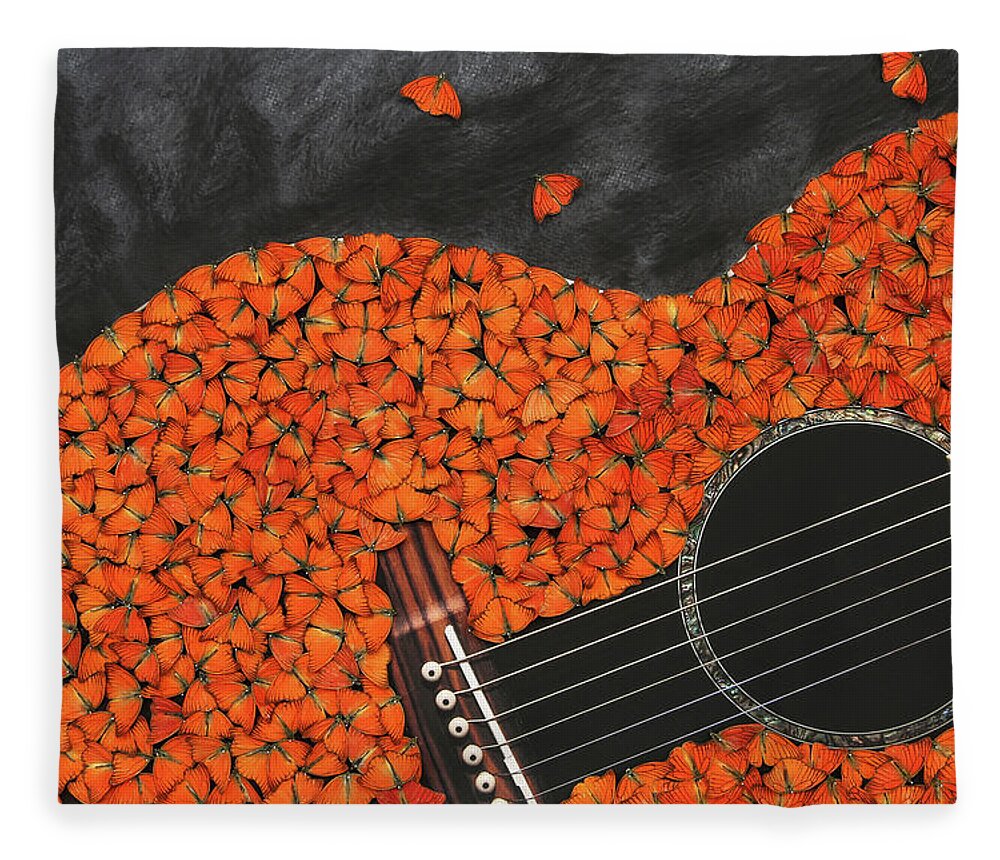 Guitar Fleece Blanket featuring the mixed media The Lead Guitar by Scott Fulton