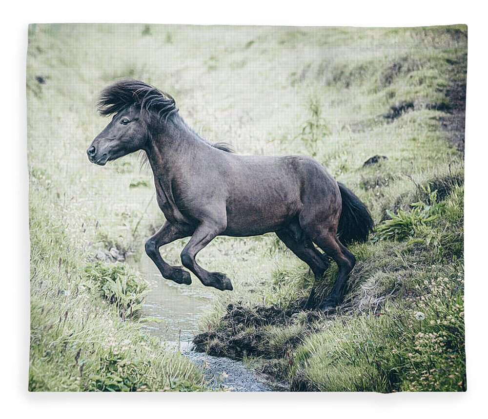 Horse Fleece Blanket featuring the photograph The Leap - Horse Art by Lisa Saint