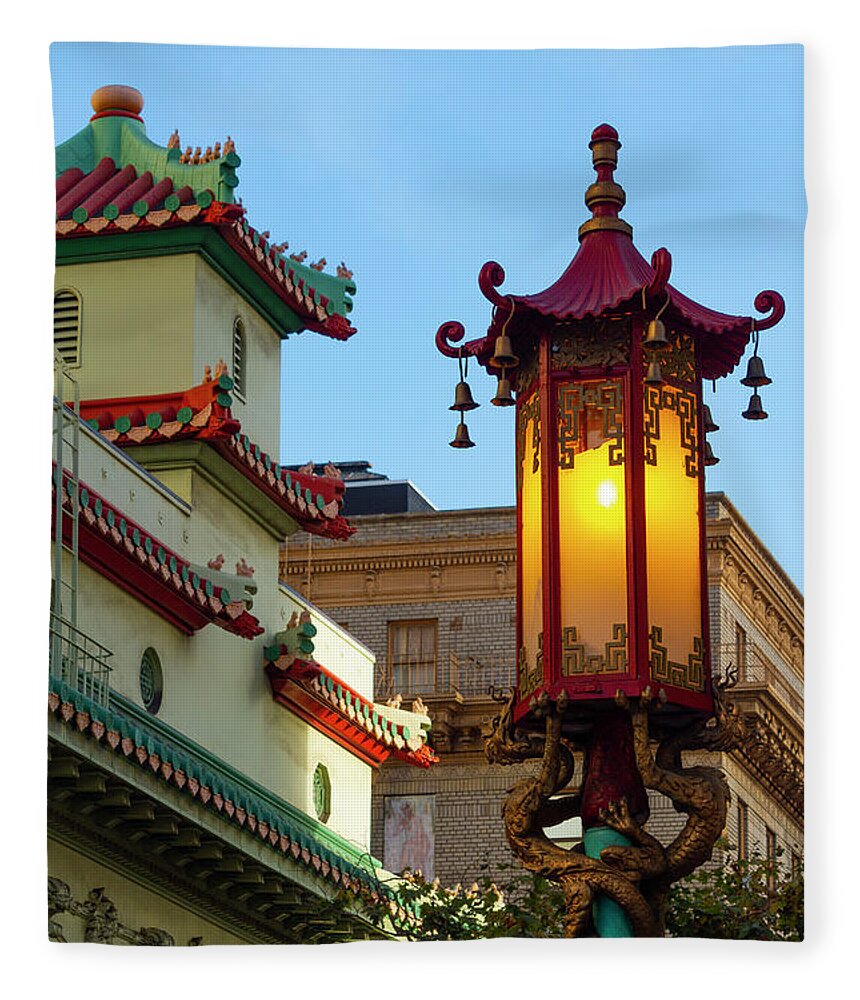 Lantern Fleece Blanket featuring the photograph The Light of Chinatown by Bonnie Follett