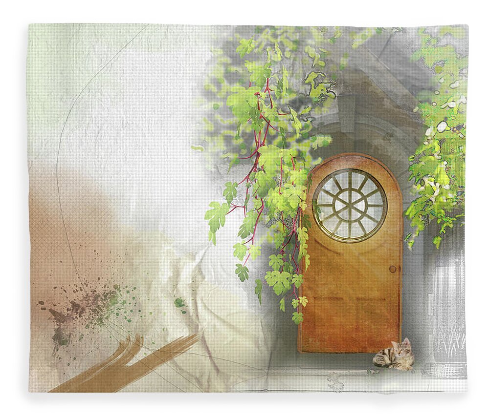 Door Fleece Blanket featuring the mixed media The Light Within by Moira Law