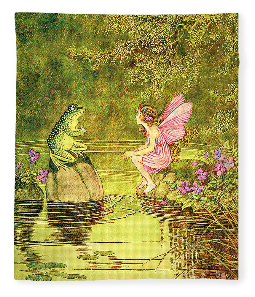 The Little Green Road To Fairyland Fleece Blanket featuring the digital art The Little Green Road to Fairyland by Ida Rentoul Outhwaite