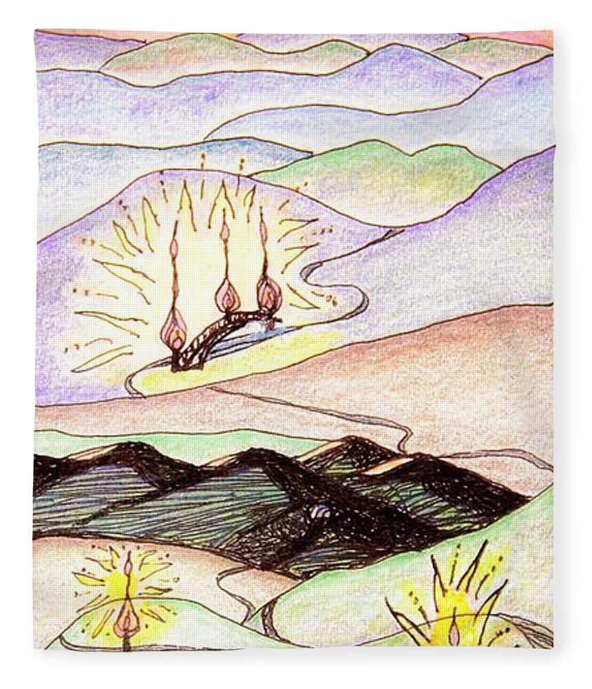 Journey Fleece Blanket featuring the drawing The Long Journey by Karen Nice-Webb